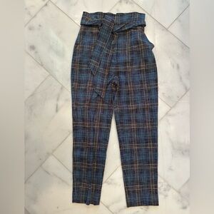 Veronica Beard- Plaid Paper Bag Trousers, size 6, made in USA